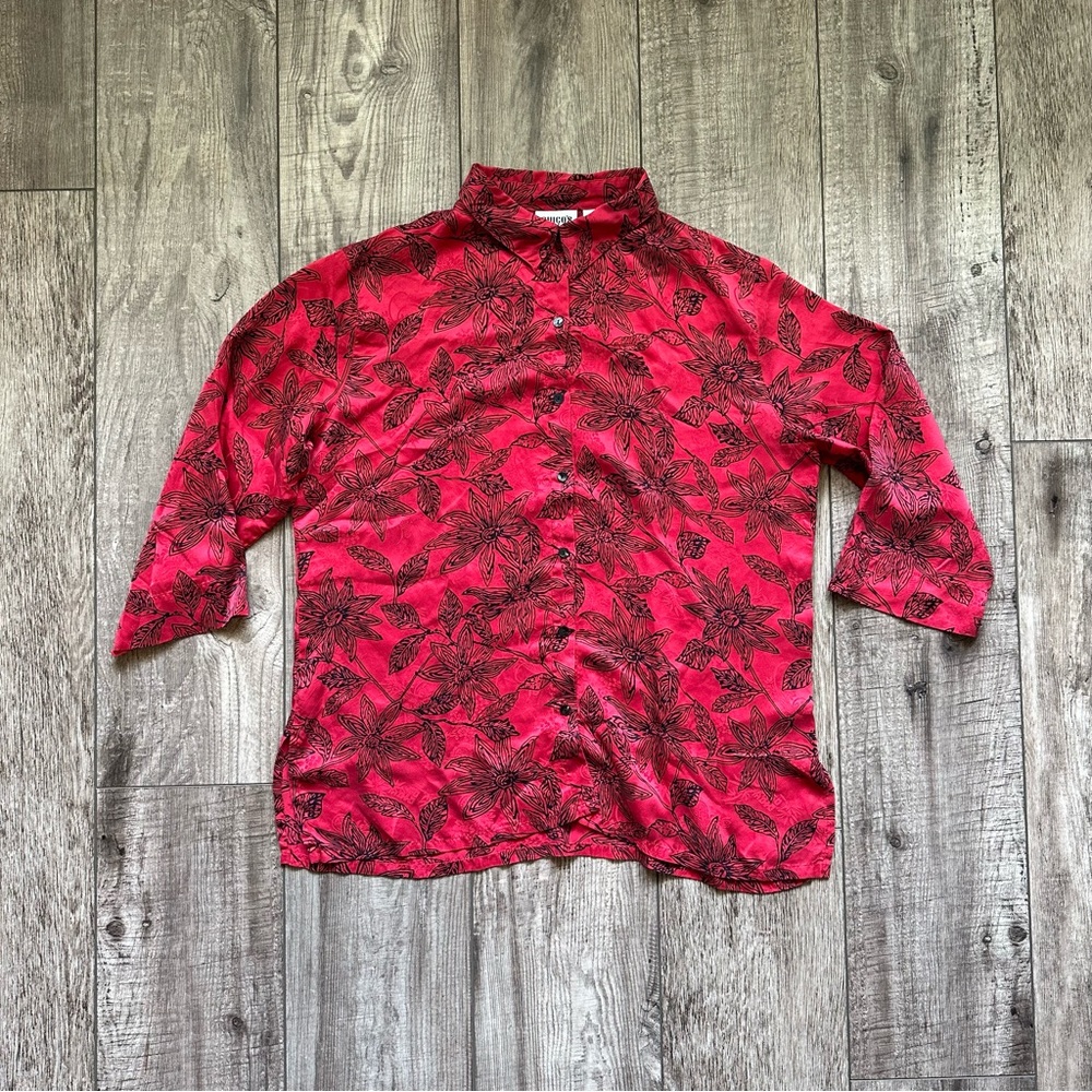 Vintage 1990s/Y2K red silk blouse - Chico’s [H3R]
